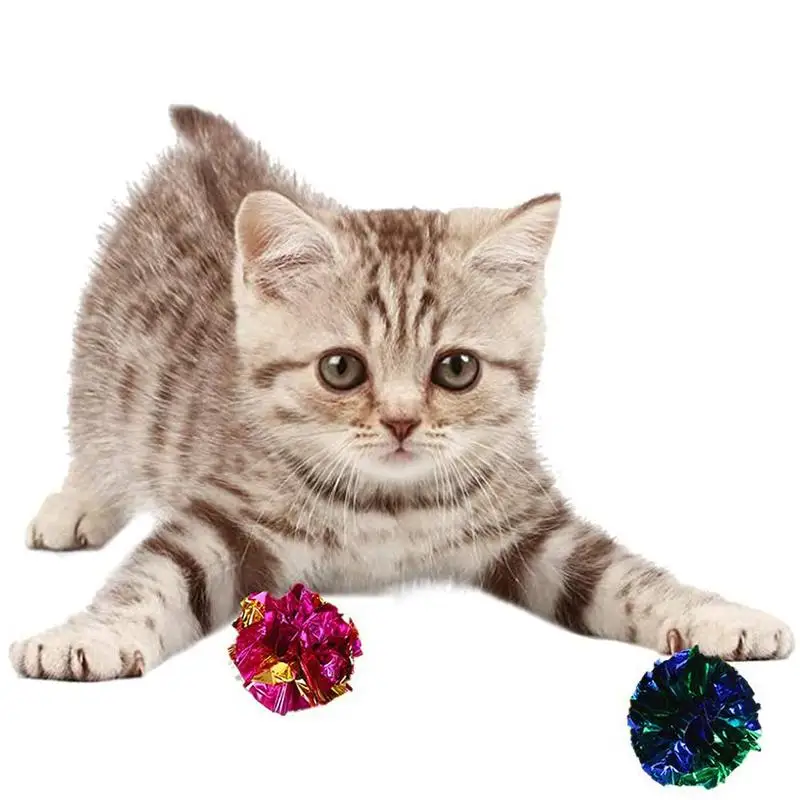 New 5.5cm Large Cat Toy Ball Crinkle Ball Plastic Ball Interactive Cat Toy Sound Making Durable Safe For Kittens Adult Cats Pet