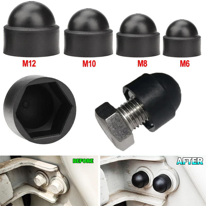 Hexagon Bolt Nut Cover Screw Protection Caps M6 M8 M10 M12 Plastic Black Hexagonal Screw Decoration Cover for Car Accessories