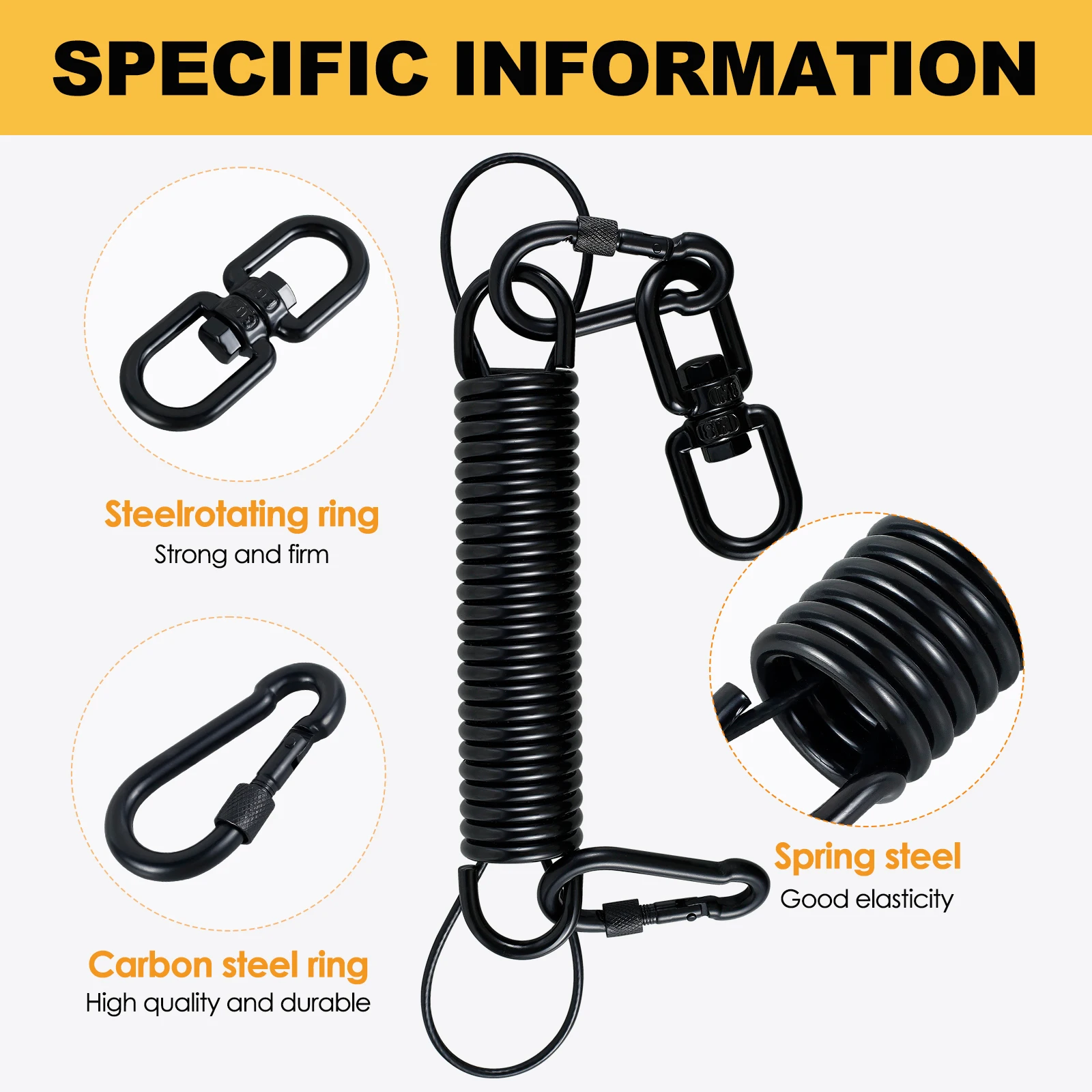 Hammock Chair Hanging Kit Swing Spring Hardware Heavy Duty Suspension Swivel Hanger Hook for Hanging Chair Swing Seat Garden