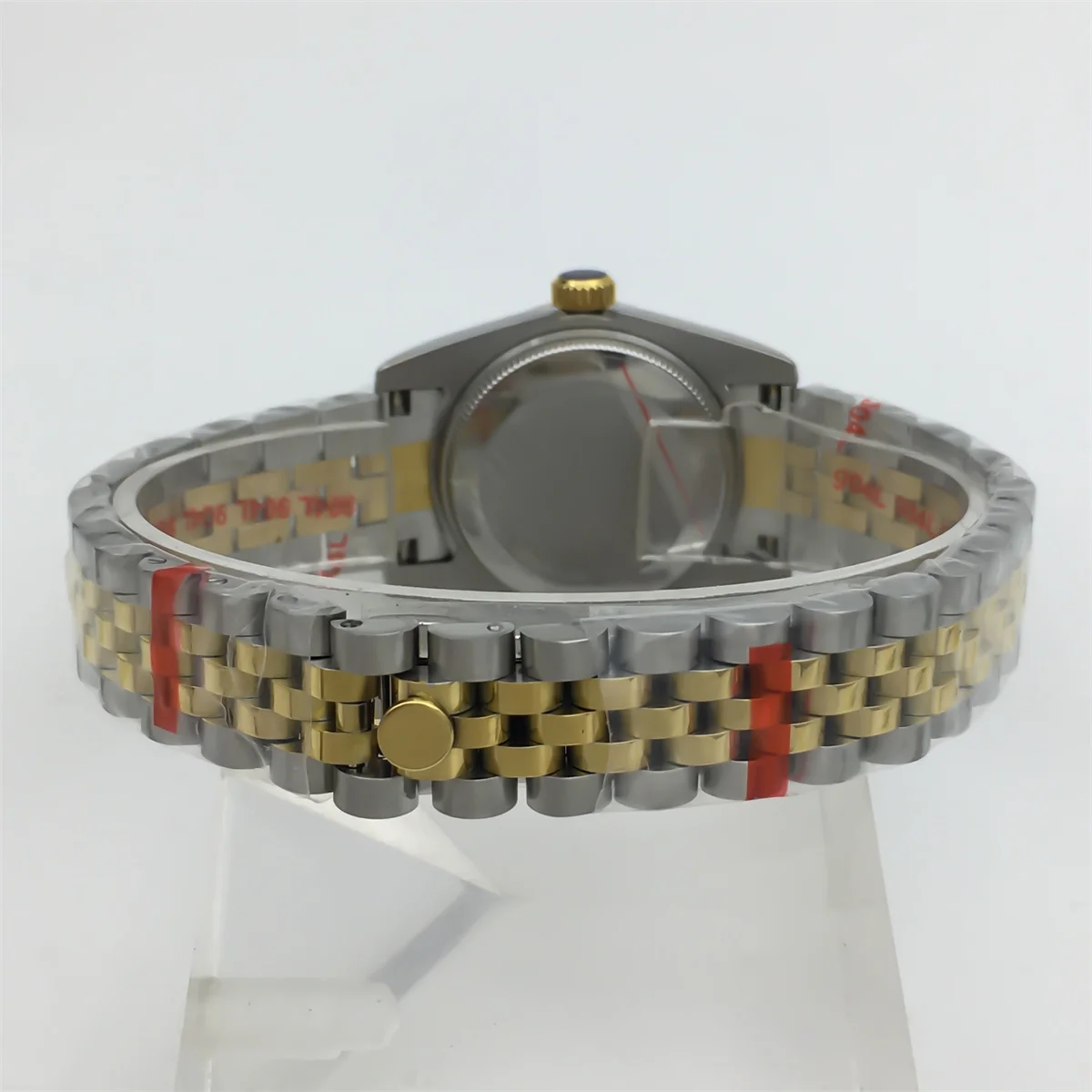 BLIGER 31mm Women's automatic waterproof watch NH05 Two-tone Gold bracelet recessed bezel Sapphire glass Gold white shell dial