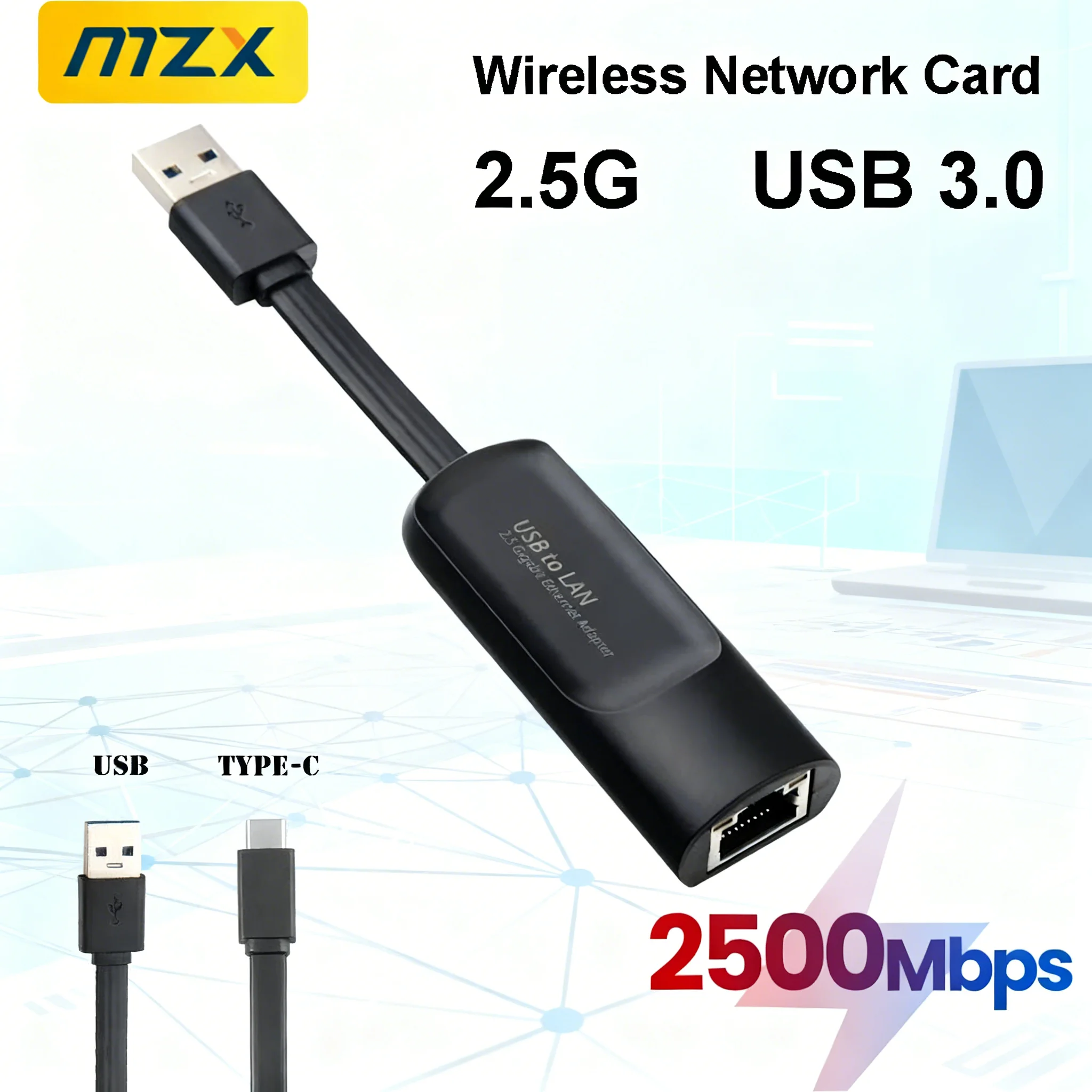 USB 3.0 A C Network Card Wired Gigabit 2.5G 1000M Ethernet Adapter Type to RJ45 Lan Converter Driver Free PC Laptop Accessories