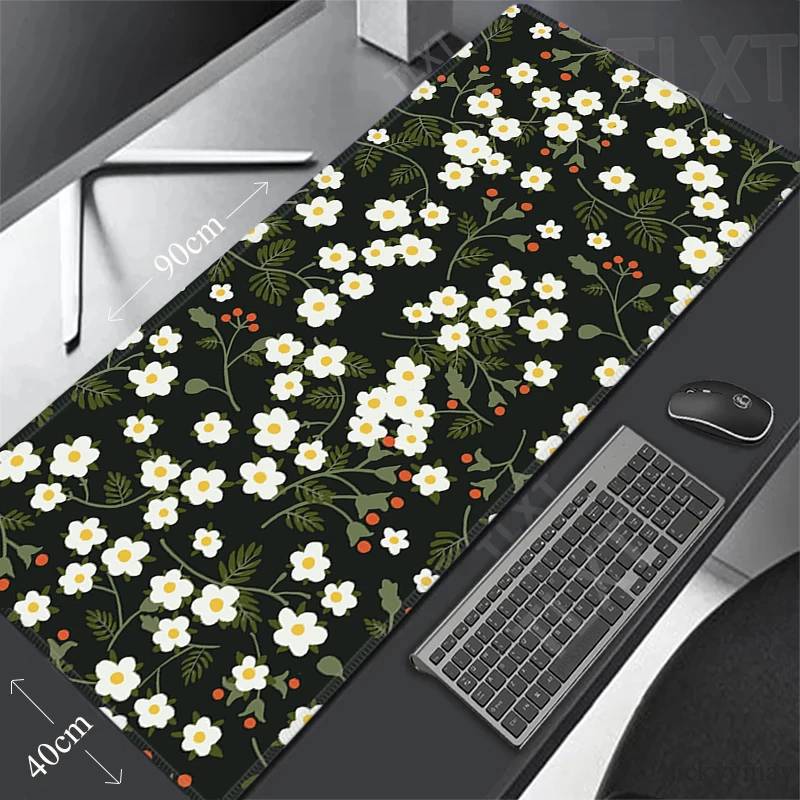 

Flowers Mouse Pads Mouse Mat Large Mousepads Company Desk Pad XXL Cute Plants Desk Mats Stitched Edges Rubber Rugs For Laptop