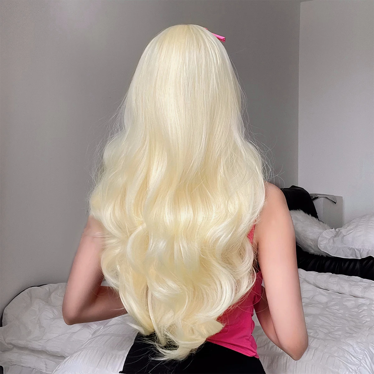 Pelucas de Cosplay de Lolita para mujer, pelo largo y rizado sintético Natural con flequillo, pelo ondulado, fiesta diaria, resistente al calor, Rubio y amarillo