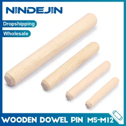 NINDEJIN 20/50pcs Wooden Dowel Pins M5 M6 M8 M10 M12 Straight Groove Wood Dowels Rods for Crafts Furniture DIY Manual