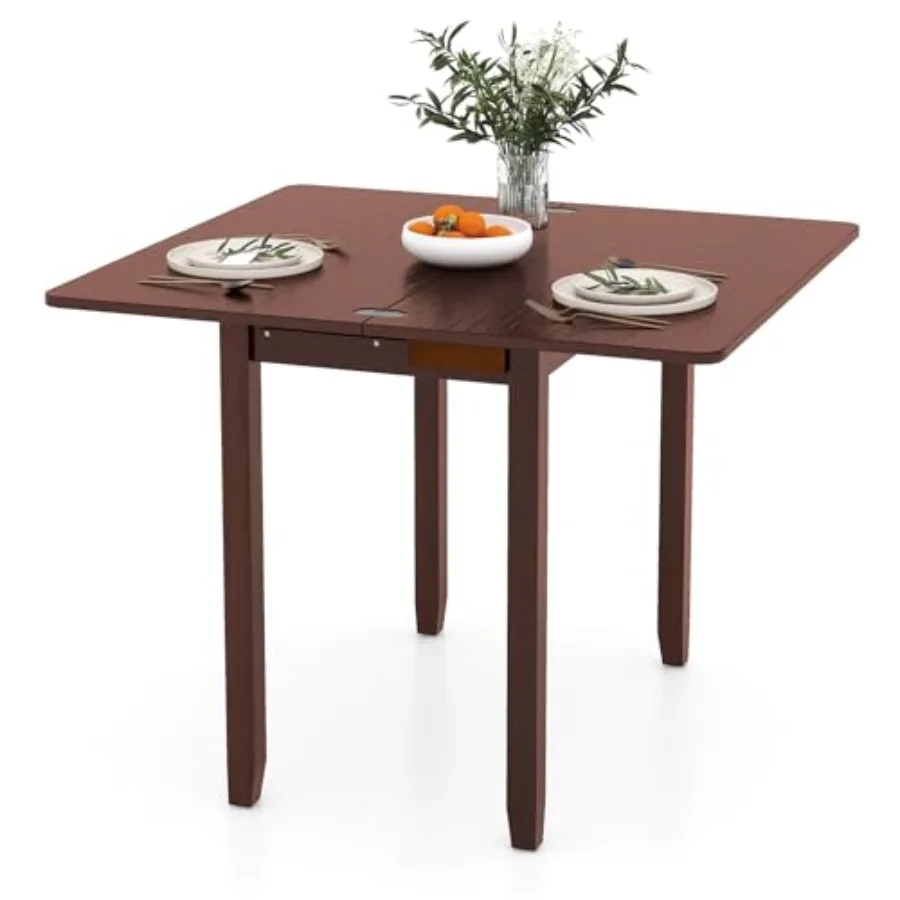 Extendable Dining Table for 4 Folding Kitchen Table with Storage Compartment Rubber Wood Legs SpaceSaving Dinner Table for Livi