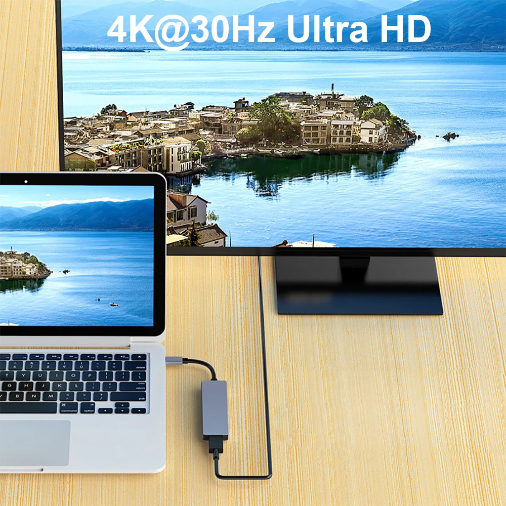 5-in-1 USB C 허브 도킹 스테이션, USB C타입 분배기, 4K HDMI 호환 어댑터, 노트북 맥북용 USB 3.0