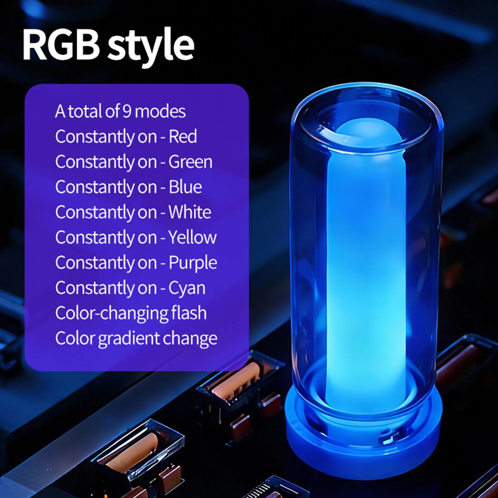 Adjustable Led Spectrum Light Glass Bottle Design Atmosphere Light Simulated Flame for Car Decorations Interior