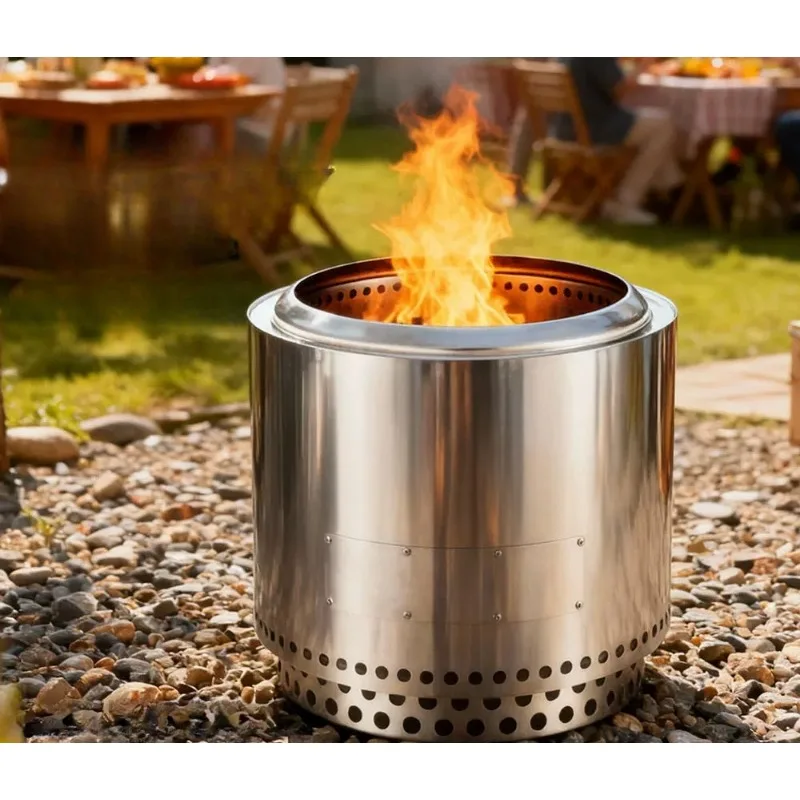 for Large Capacity Smokeless Fire Pit Stainless Steel Outdoor Wood Stove with Spark Guard