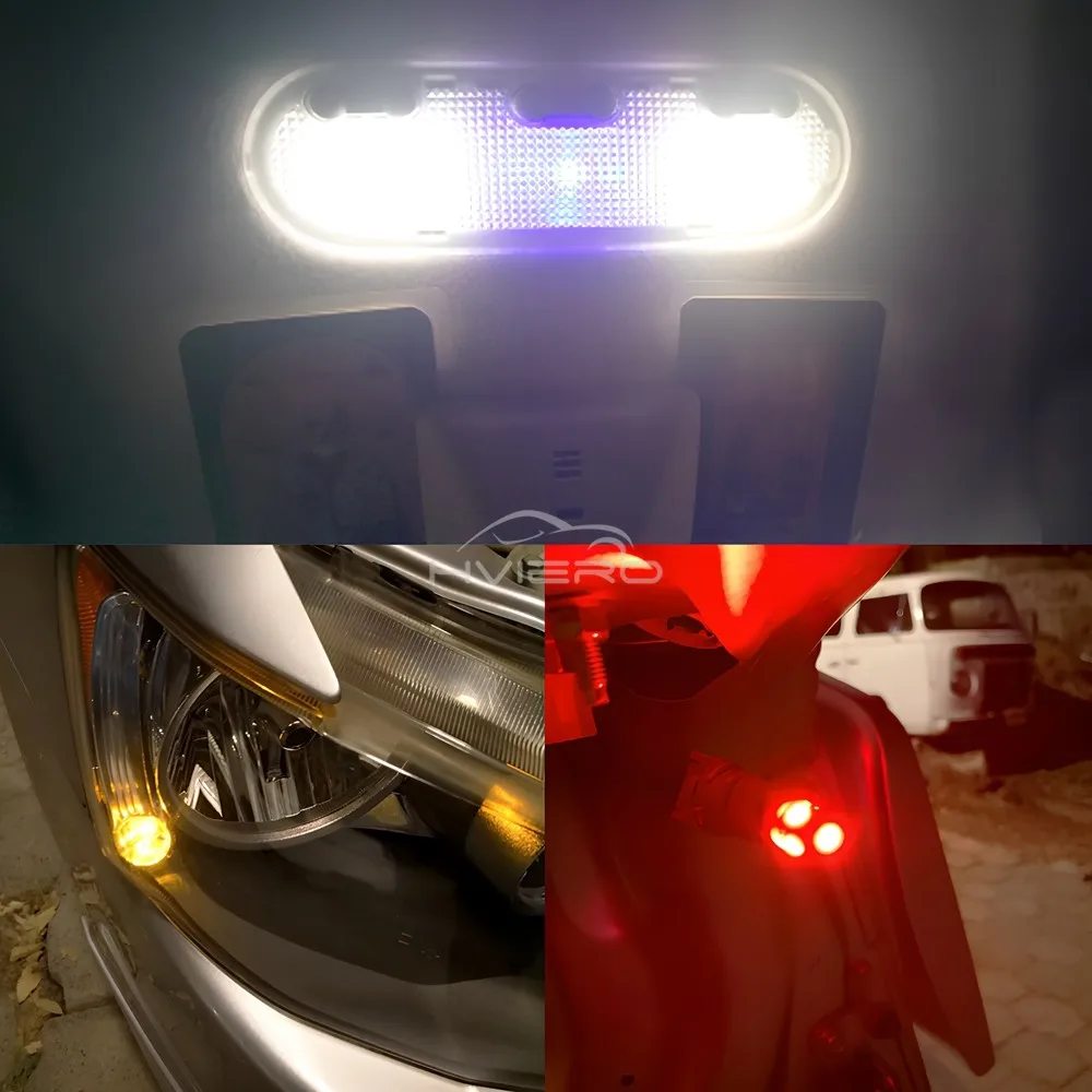 10PCS T10 Car Led W5W 5050 5SMD White Blue Red Auto Backup Light Wedge Roof Domes Reading Trunk Bulbs License Plate Lamps Bright