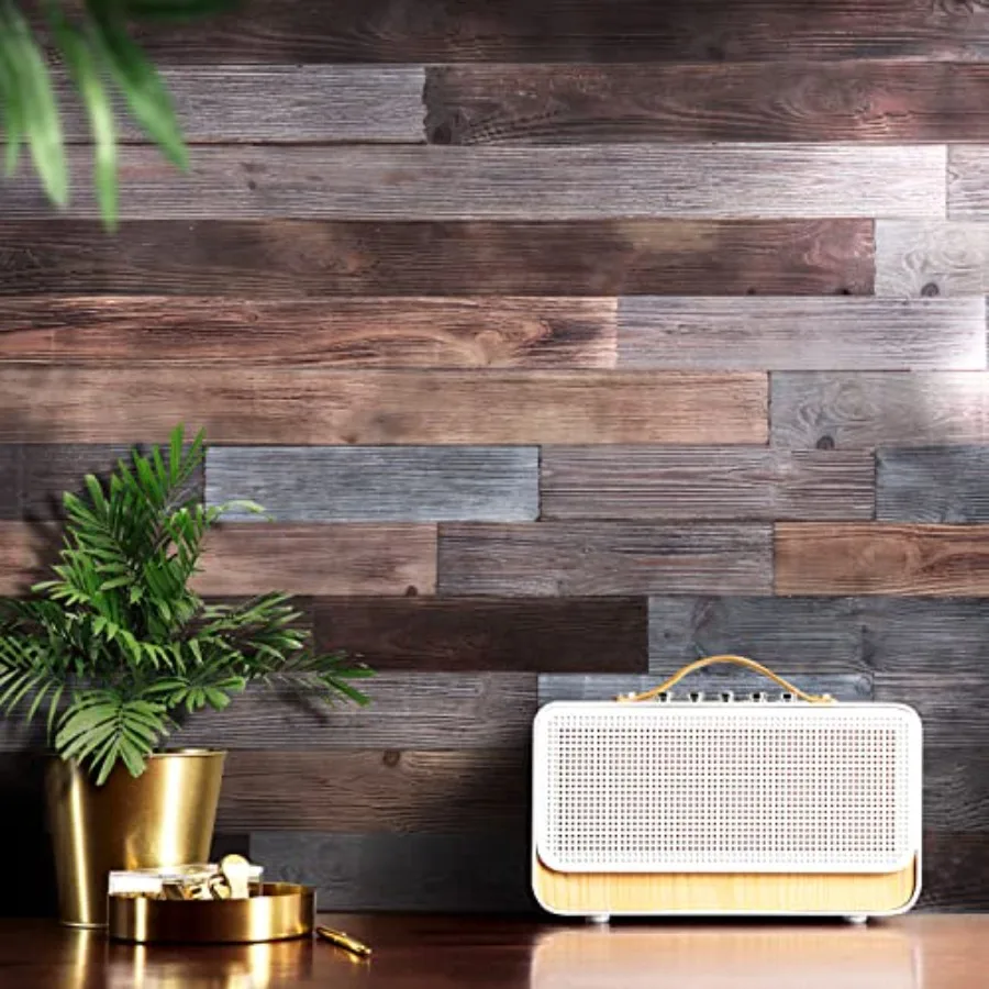 Nail Up Paneling Wood Wall Panels, Real Solid Planks DIY Easy Application, Rustic Reclaimed Barn Paneling for Accent Walls, Bro