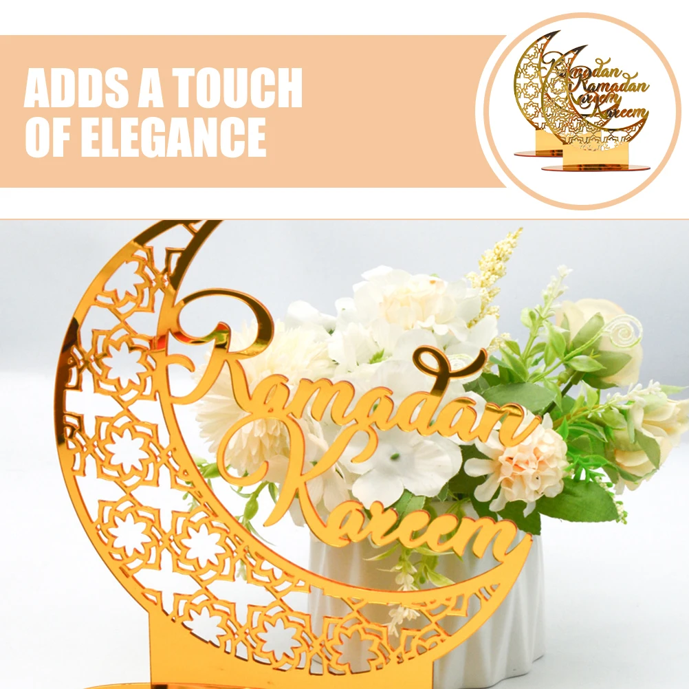 

2Pcs Beautiful Acrylic Eid Mubarak Decor Ramadan Holiday Home Decoration Table Centerpiece