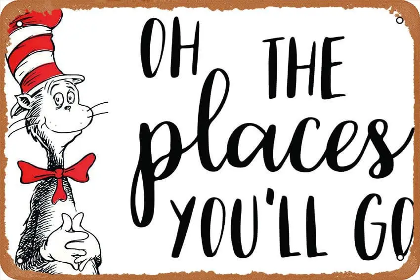 Oh The Places You'll Go Iron On Transfer #6 Poster Retro Metal Tin Vintage Sign 12 X 8 Inch Bar Music Club Man Cave Room Wal