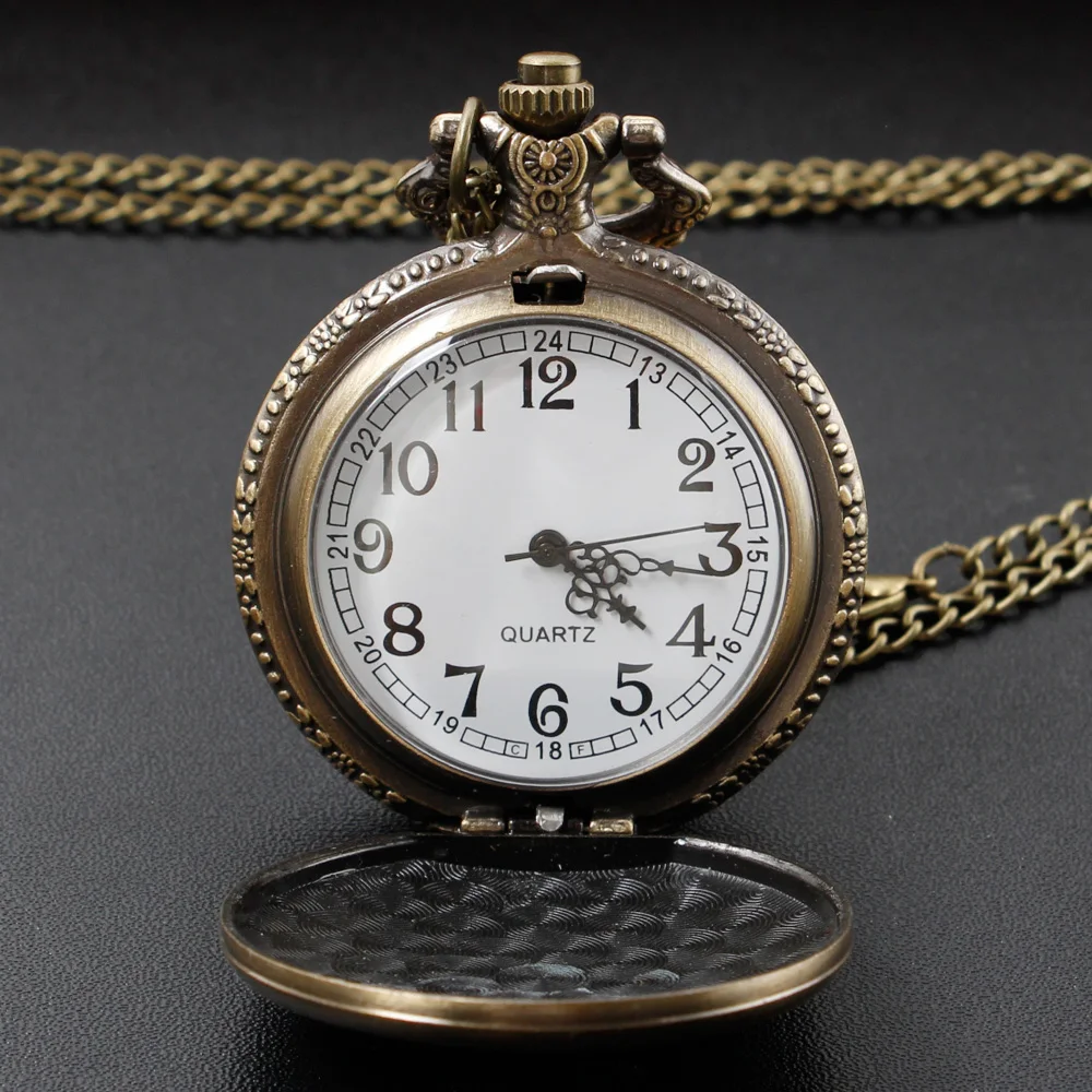 Retro Drop Glue Owl Design Quartz Necklace Pocket Watch Arabic Numerals Dial Antique Full Hunter Pendant Unisex Gifts