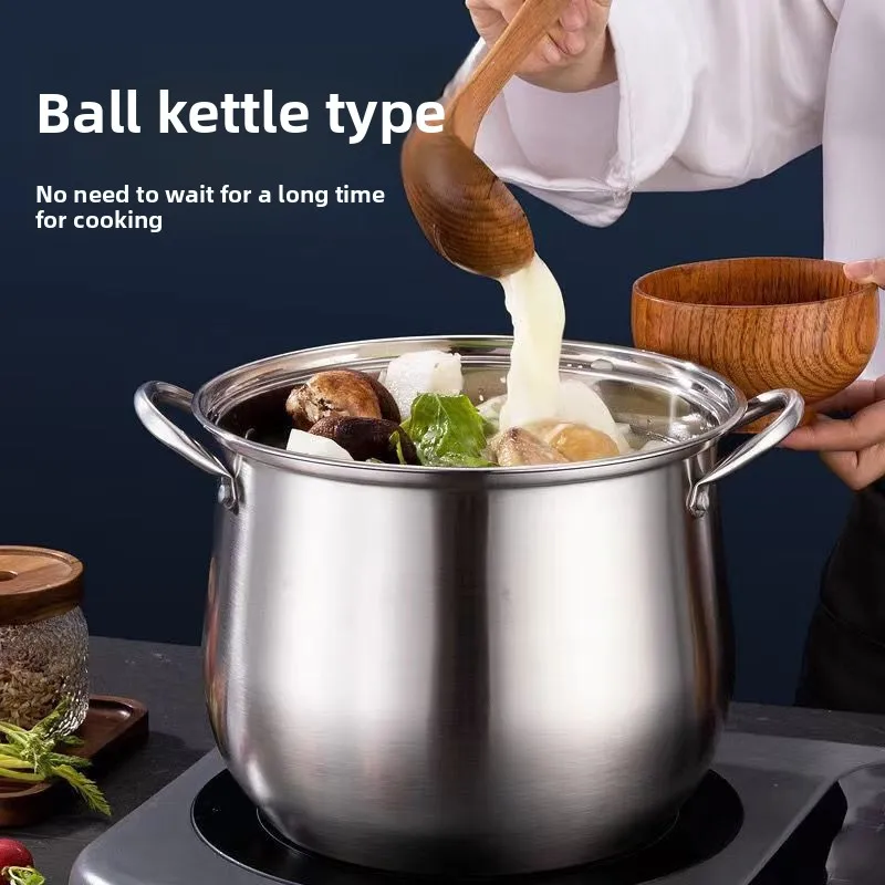 

Stainless steel soup pot for household kitchen, double-ear high soup pot with grid, multi-purpose pot for steaming and boiling