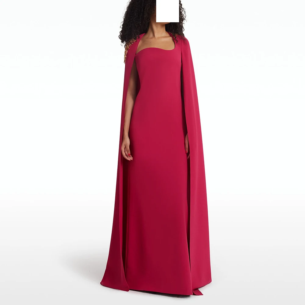 

Straight Floor Length Shawl One Shoulder Jersey Sleeveless Classic and Temperament Evening Dresses Pleats Saudi Arabia 2024