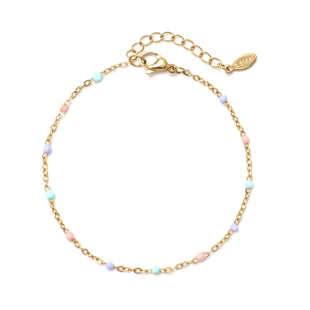 ZMZY Fresh Color Thin Link Chain Nowa kolokacja Modne bransoletki ze stali nierdzewnej dla kobiet Szczęśliwa biżuteria Prezenty