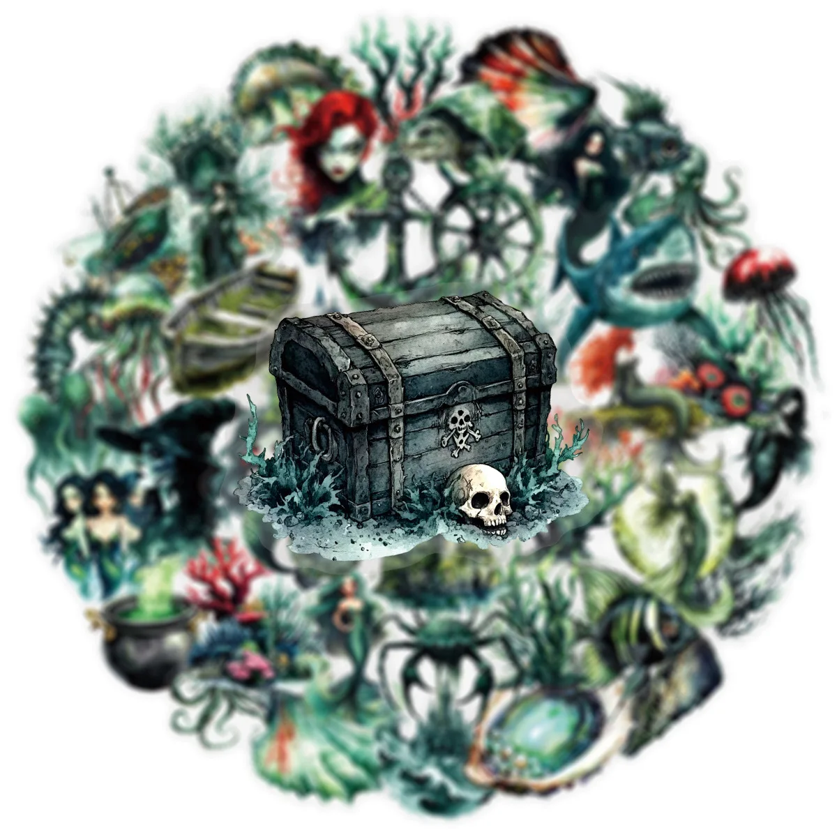 10/50PCS Transparent Cartoon Cool Sea Animal Mermaid Stickers DIY Skateboard Helmet Motorcycle Fridge Graffiti Decal Toys