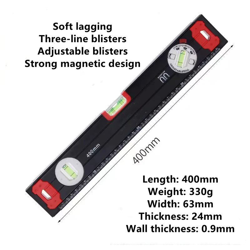 Magnetic Horizontal Ruler Spirit Level Ruler Adjustable Balance Bubbles Ruler Angle Ruler for DIY Woodworking Home Improvement