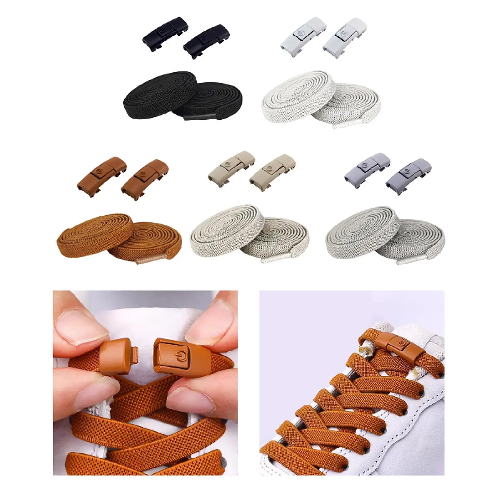 No Tie Shoelaces Rubber Elastic Laces for Athletic Shoes Kids Adults Quick Install Casual Footwear