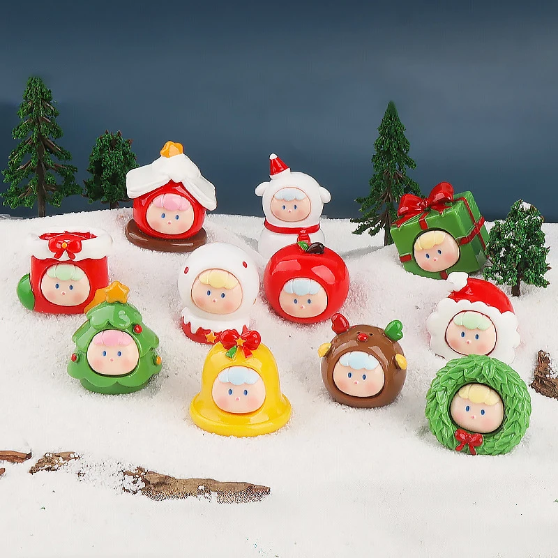 

Мини-Рождественские фигурки кукол, модель кукольного домика, микропейзаж, украшения, рождественские украшения для сцены, автомобильное украшение, сделай сам, декор для рабочего стола