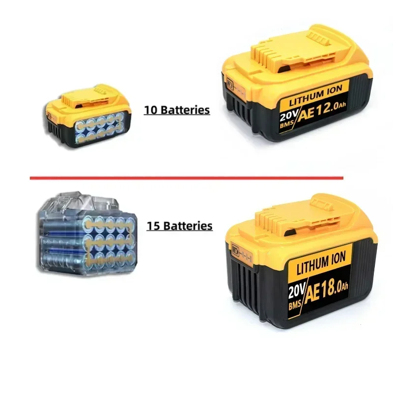 Bateria de substituição de lítio dcb200 20v 18000mah para dewalt 18v dcb184 dcb200 dcb182 dcb180 dcb181 dcb182 dcb201 dcb206