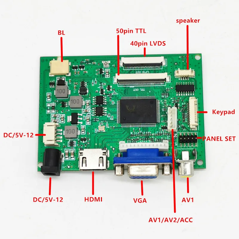 Universal TFT TN IPS LCD Screen Display HDMI VGA AV Driver Control Board Support Automatically 40Pin 50Pin LVDS TTL LCD panel