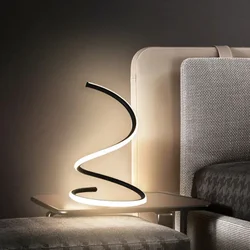 Modern LED Table Lamp Black Gold Spiral Desk Decor Lamp Line Light Bedroom Bedside Desk Living Room Dining Room Indoor Lighting