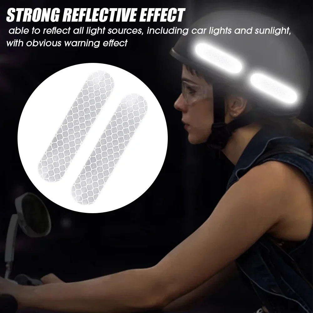 Adesivos refletivos de aviso de capacete, acessórios de segurança noturna para dirigir, adesivos decorativos fluorescentes, bicicleta, motocicleta, carro, decalque