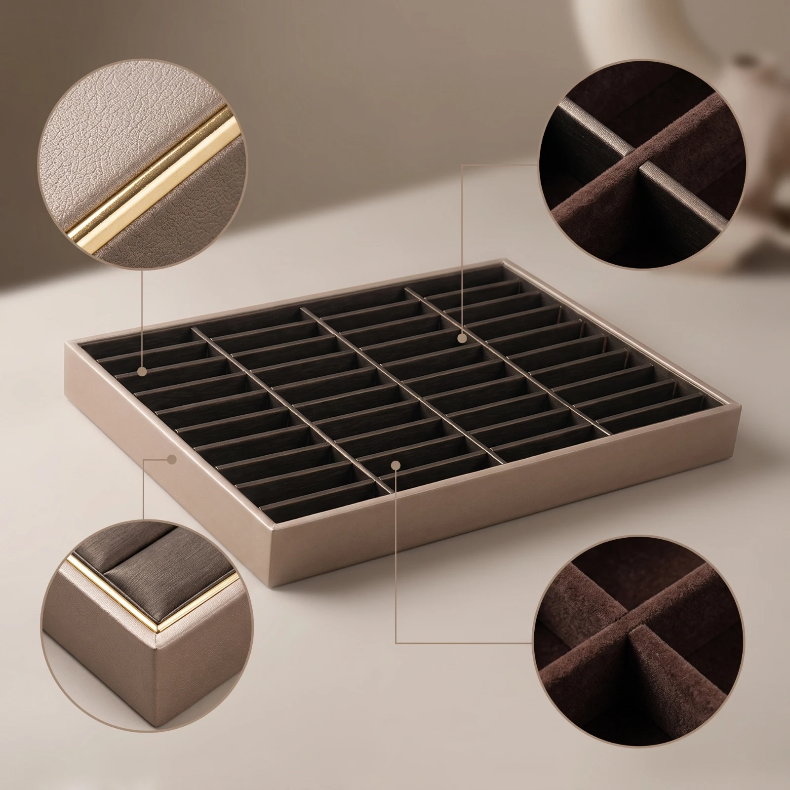 Jewelry Display Tray Slim-Profile Jewelry Organizer Tray Rectangular Compact for Jewelers, Showcases, Retail Counters