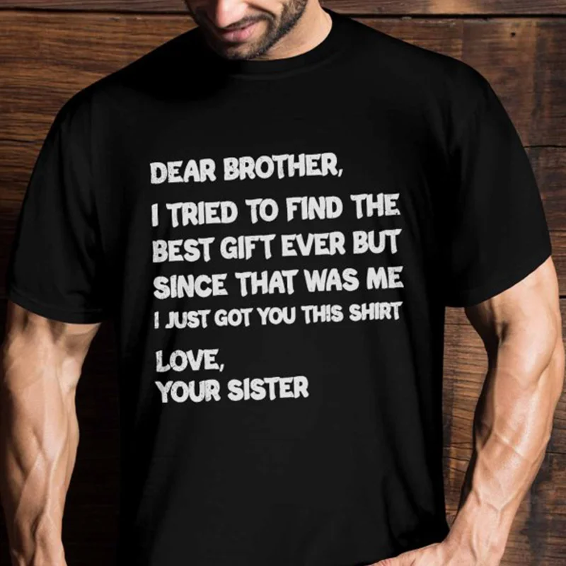 

Мужская черная футболка с круглым вырезом Dear Brother Sibling Humor T-Shirt WHX 180г