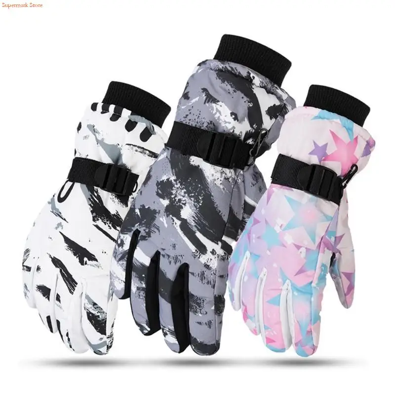 Q5WE Unisex Cold Weather Windproof and Waterproof Snow and Ski Gloves Touching Screen Anti-Slip Thermal Gloves Warm Lining