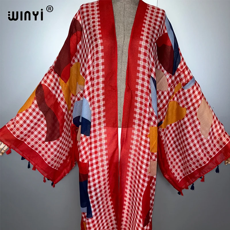 WINYI summer outfit kimono africa boho print beach cover up muslim dress cardigans beach wear women abaya dubai luxury kaftan