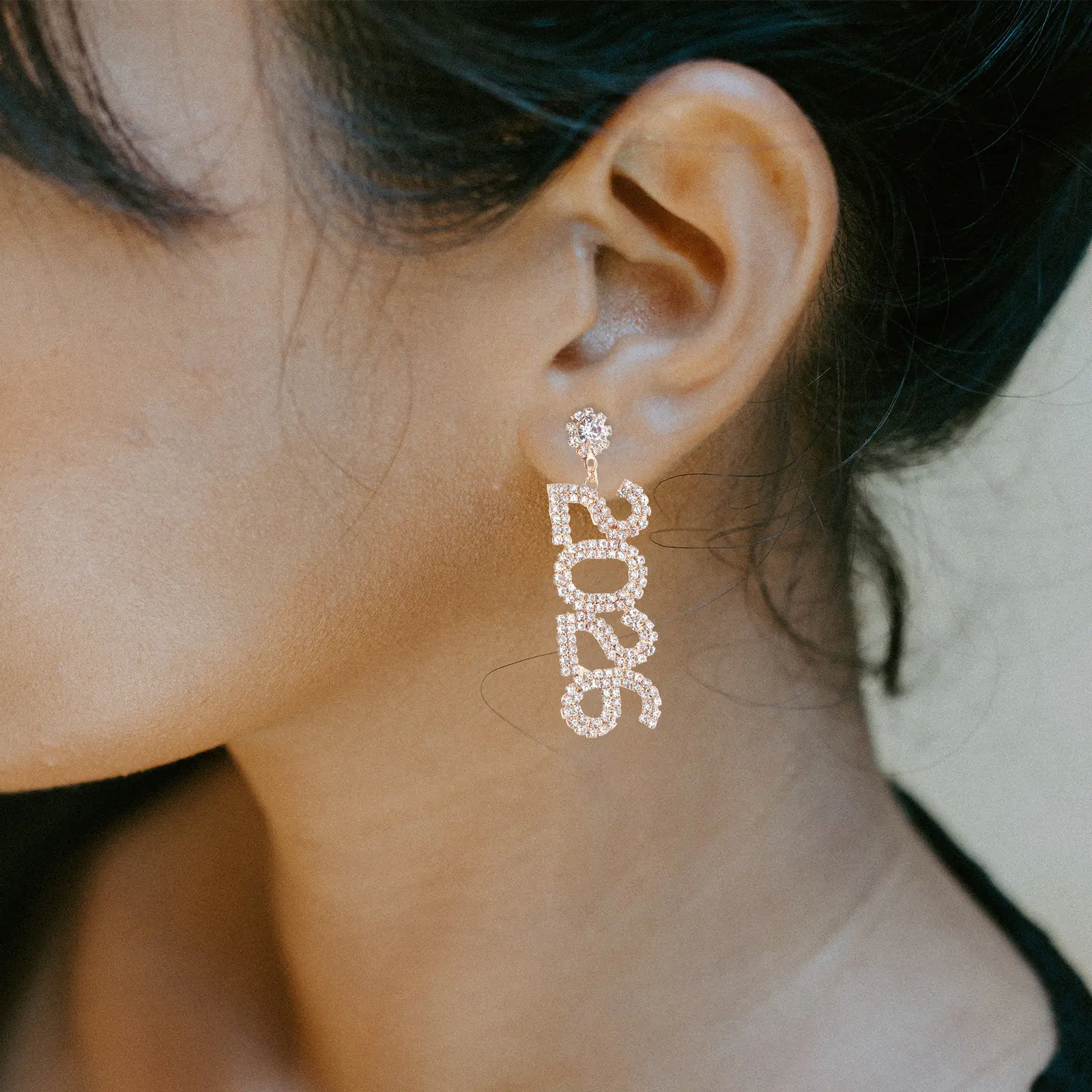 Eve Jewelry & Watches Distribuidor Oficial Rolex Buenos Aires - 2026 Number Rhinestone Earrings for Women