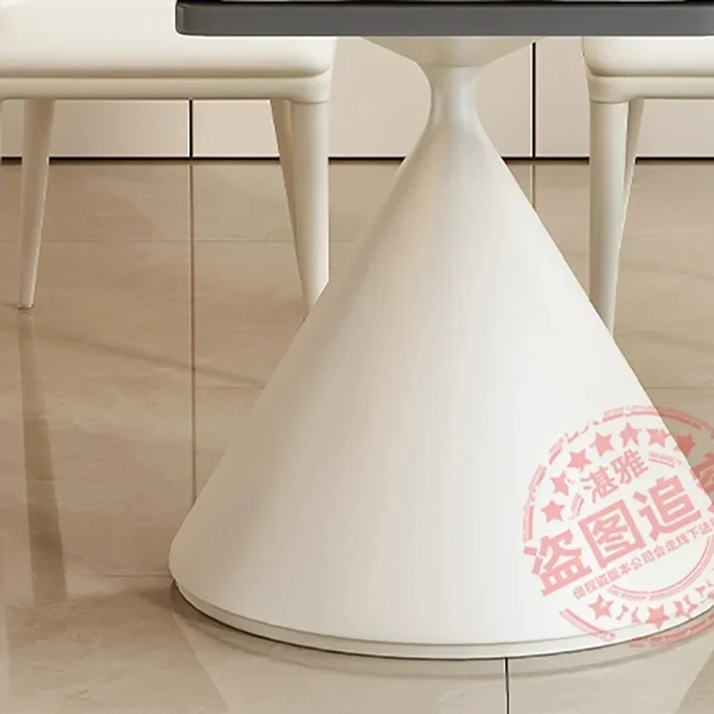 Rock board mesa de jantar branco moderno e minimalista luz do agregado familiar luxo rotativo telescópica dobrável mesa comedor móveis para casa