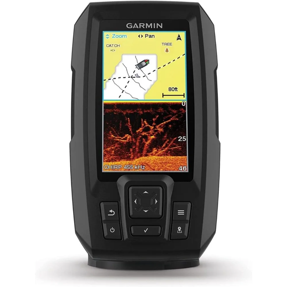 Striker 4cv, GPS Fishfinder w/CHIRP Traditional and ClearVu Scanning Sonar Transducer and Quickdraw Contours Mapping Software