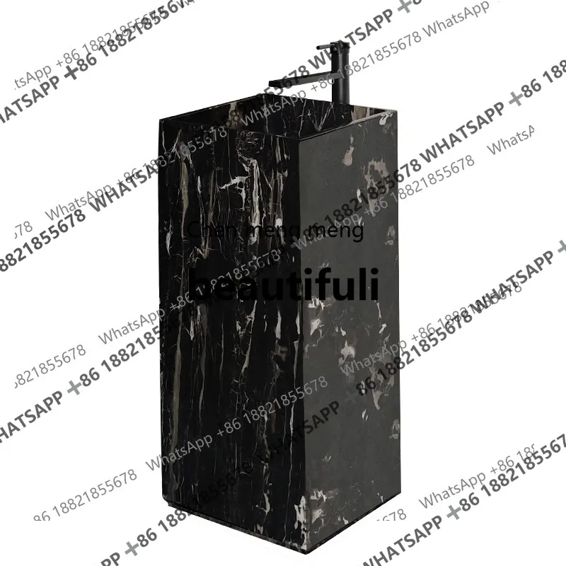 

X Natural marble integrated column basin, rough stone floor-to-ceiling wash basin