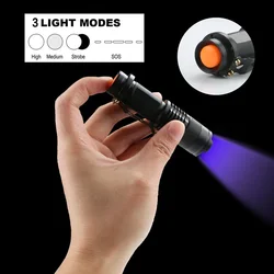 Flashlight Zoomable 395nm Led UV Flashlight Torch Light Purple Ultra Violet Lamp Mini LED UV light Fluorescent Scorpion Hunting