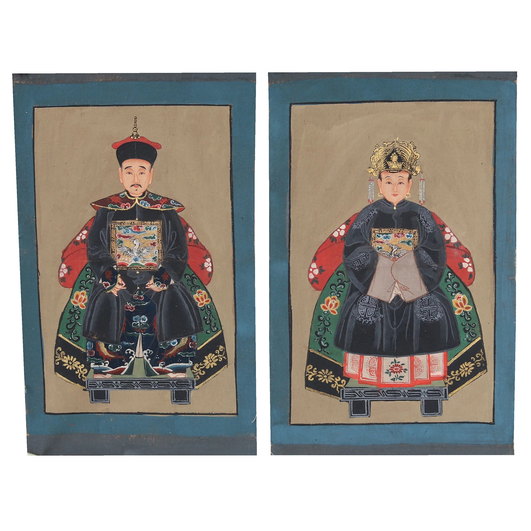

Unframed Chinese Ancestor Portrait Paintings, Antique Looking, Wall Decoration