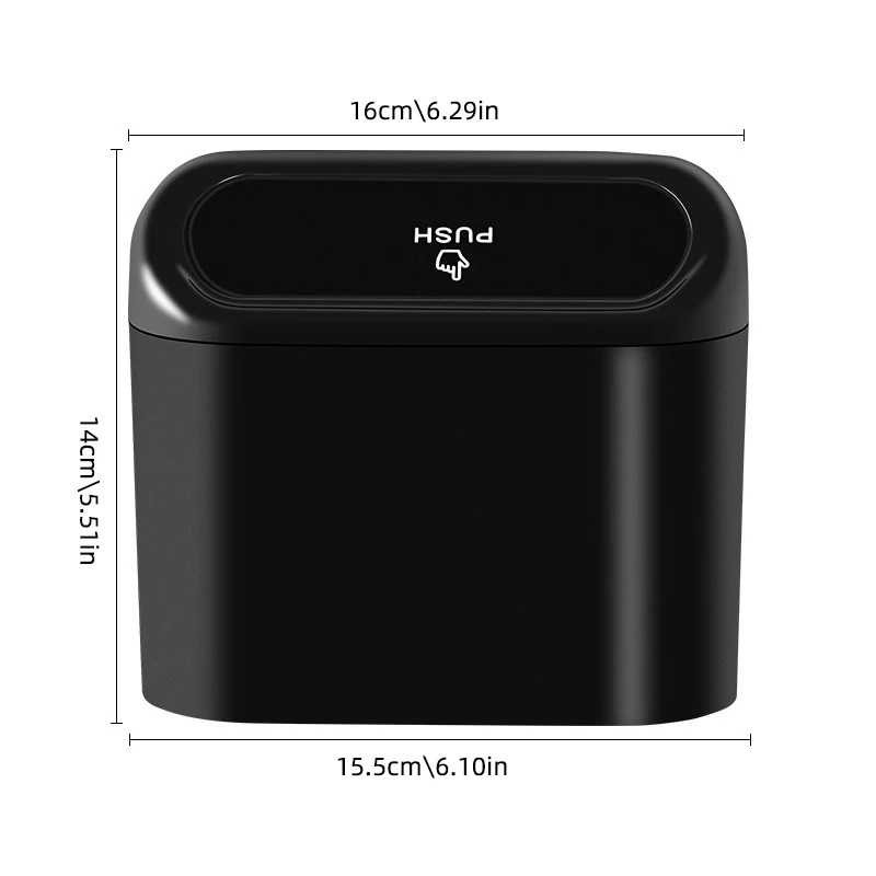 Car Trash Bin Hanging Vehicle Garbage Dust Case Storage Box Plastic Pressing Square Trash Can Type Auto Car Supplies image 6