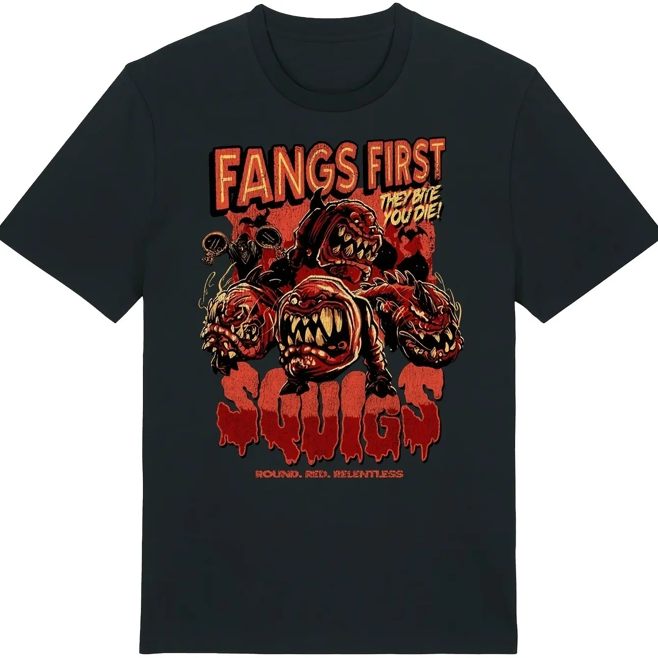 Squigs Grindhouse T-shirt | A Casual T-shirt Designed Specifically for 40K Collectors, RPG Enthusiasts, and Gaming Enthusiasts