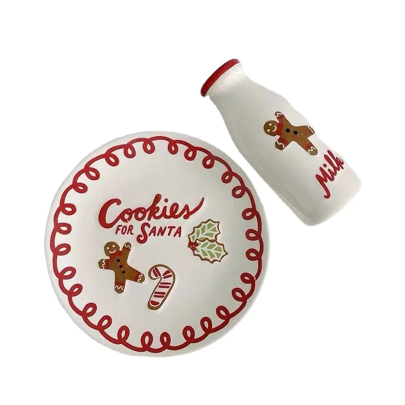 Christmas Dessert Ceramic Plate Set Holiday Snack Dish for Cookies Fruit, Candy and Appetizers
