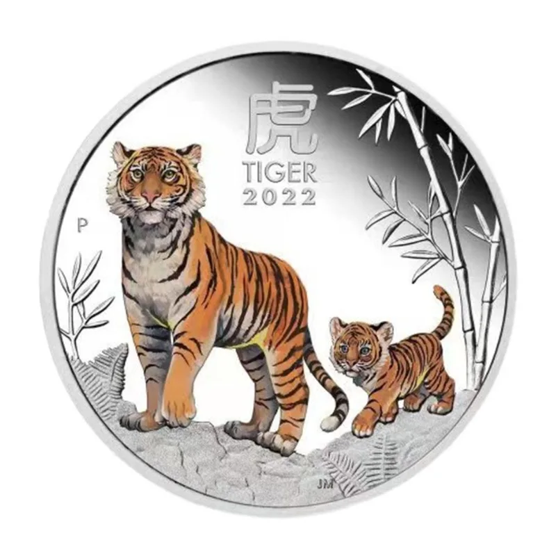 Year of The Tiger Commemorative Coin Australia Chinese Zodiac Replica Metal Craft Souvenir New Year 2022 Gift