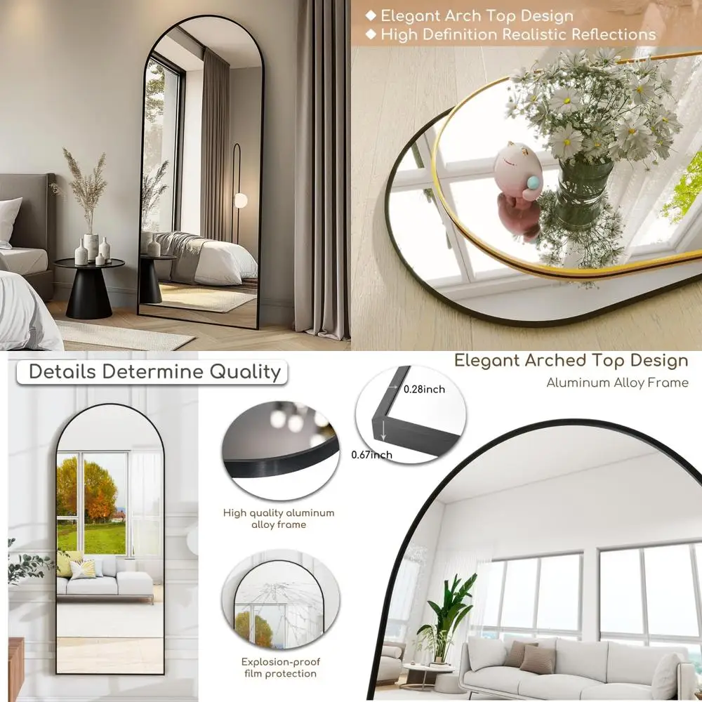 Freistehender moderner Ganzkörperspiegel, 71 x 30 Bodenspiegel mit Ständer aus Aluminiumlegierung, an der Wand montierter Ganzkörperspiegel