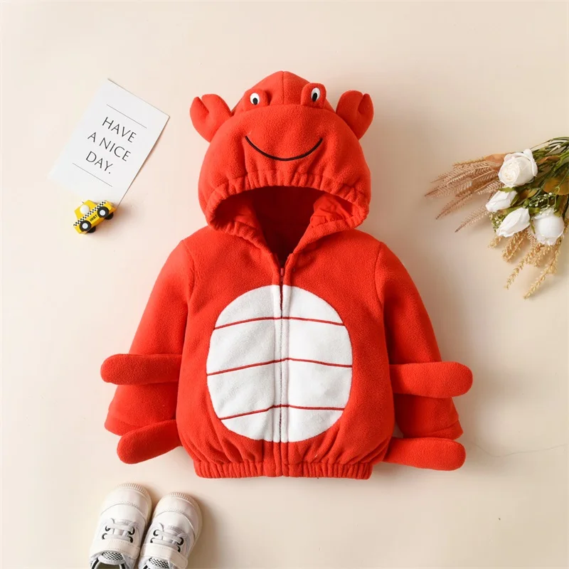 Toddler Pumpkin Print Fleece Hooded Jumpsuit Baby Halloween Costume Infant Warm Romper  with Ears and Tail