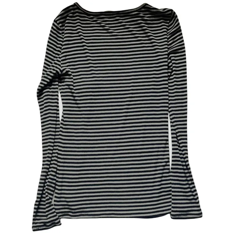 Women Vintage T-shirts Striped Tops Spring Autumn Clothes y2k 2000s Slim Long Sleeve Tops Female Clothing Streetwear