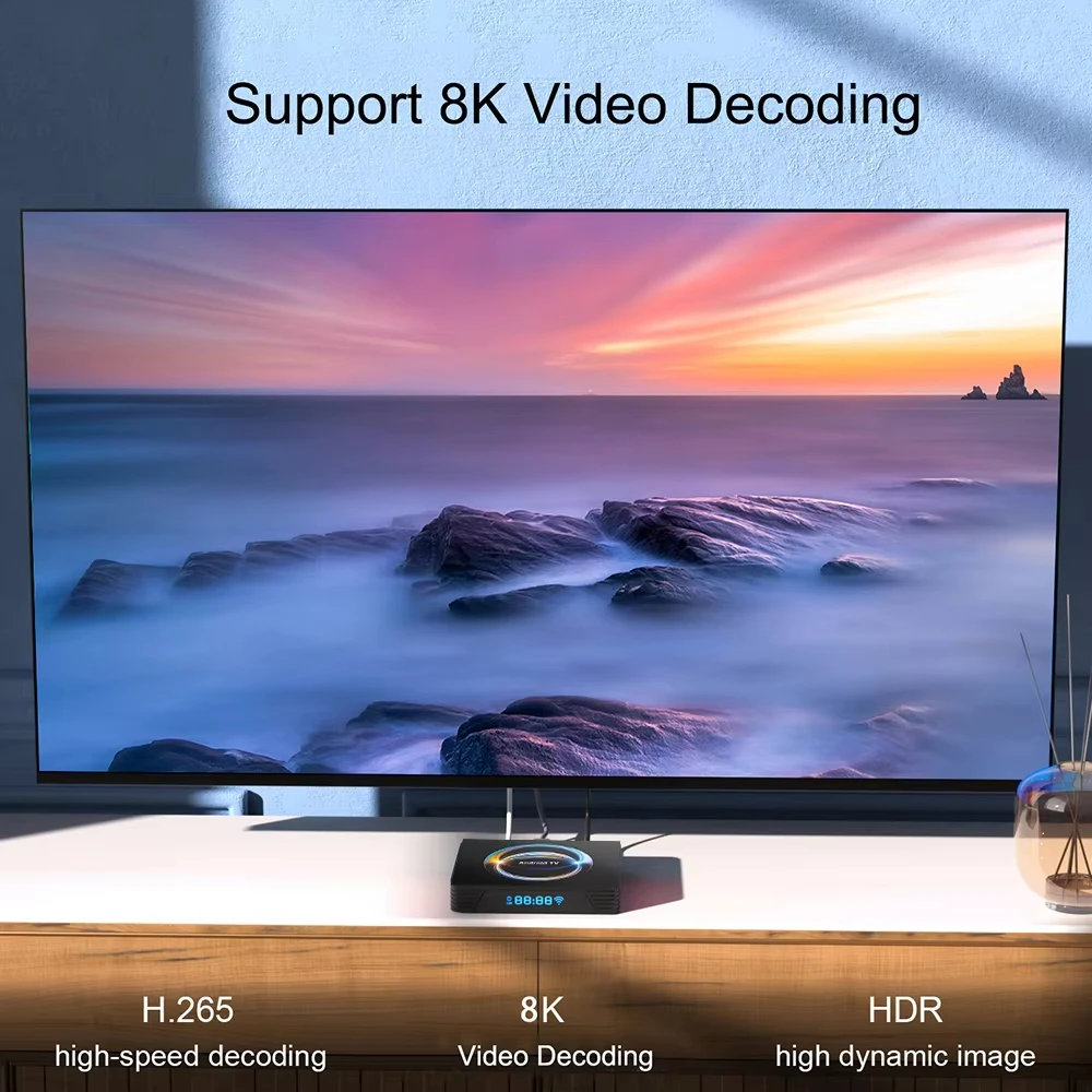 X66 TV Box 8GB+128GB RK3528 Chip Android 14 4K/8K Ultra 5G WiFi 6 & BT5.2 Google معتمد مع مشغل الوسائط عن بعد الصوتي على YouTube