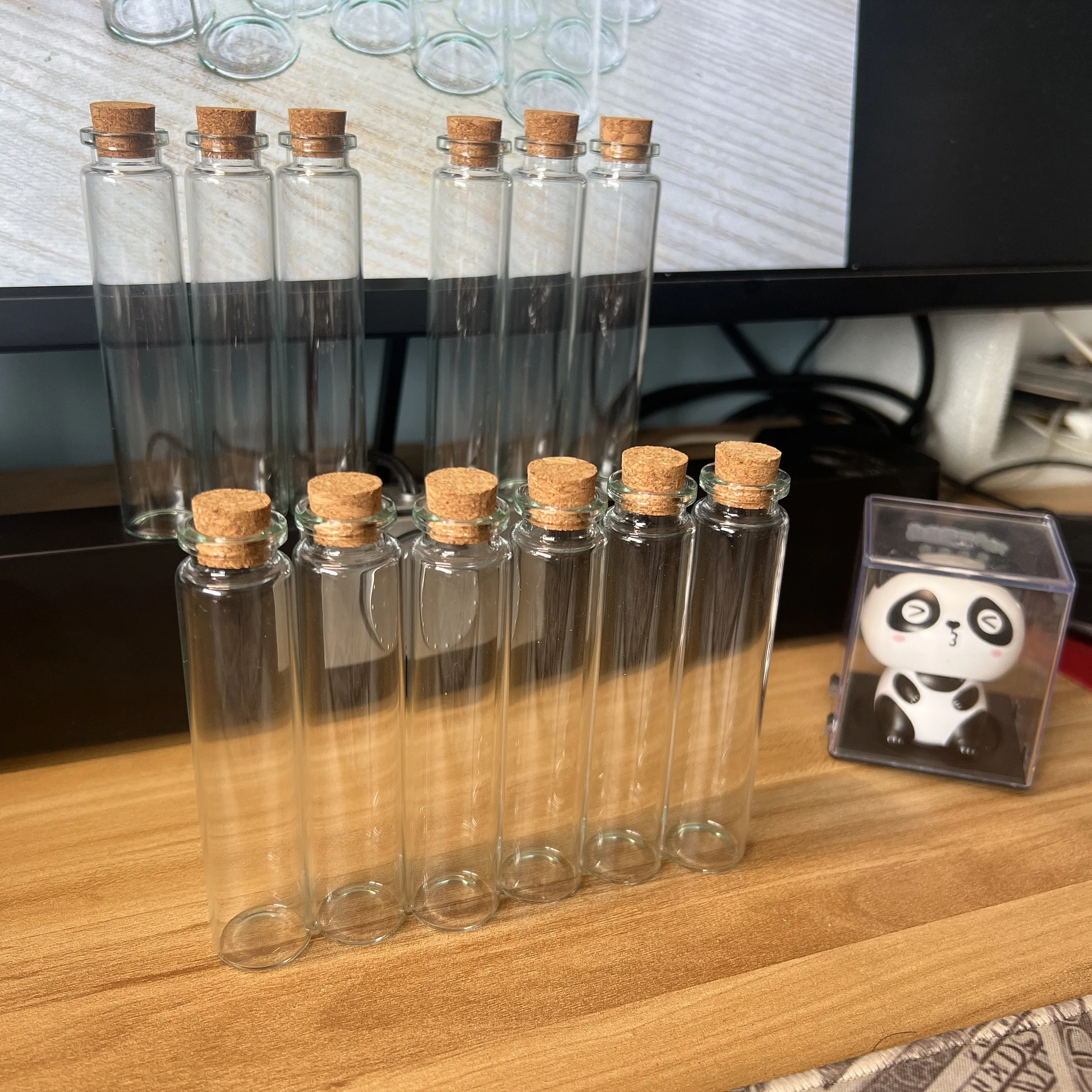 21/28/50 Stück 25 ml Weihnachts-Glasflasche, 12 x 22 x 100 mm, Mini-Reagenzglas, Kork, Basteln, winzige Wunschgläser, transparenter Behälter