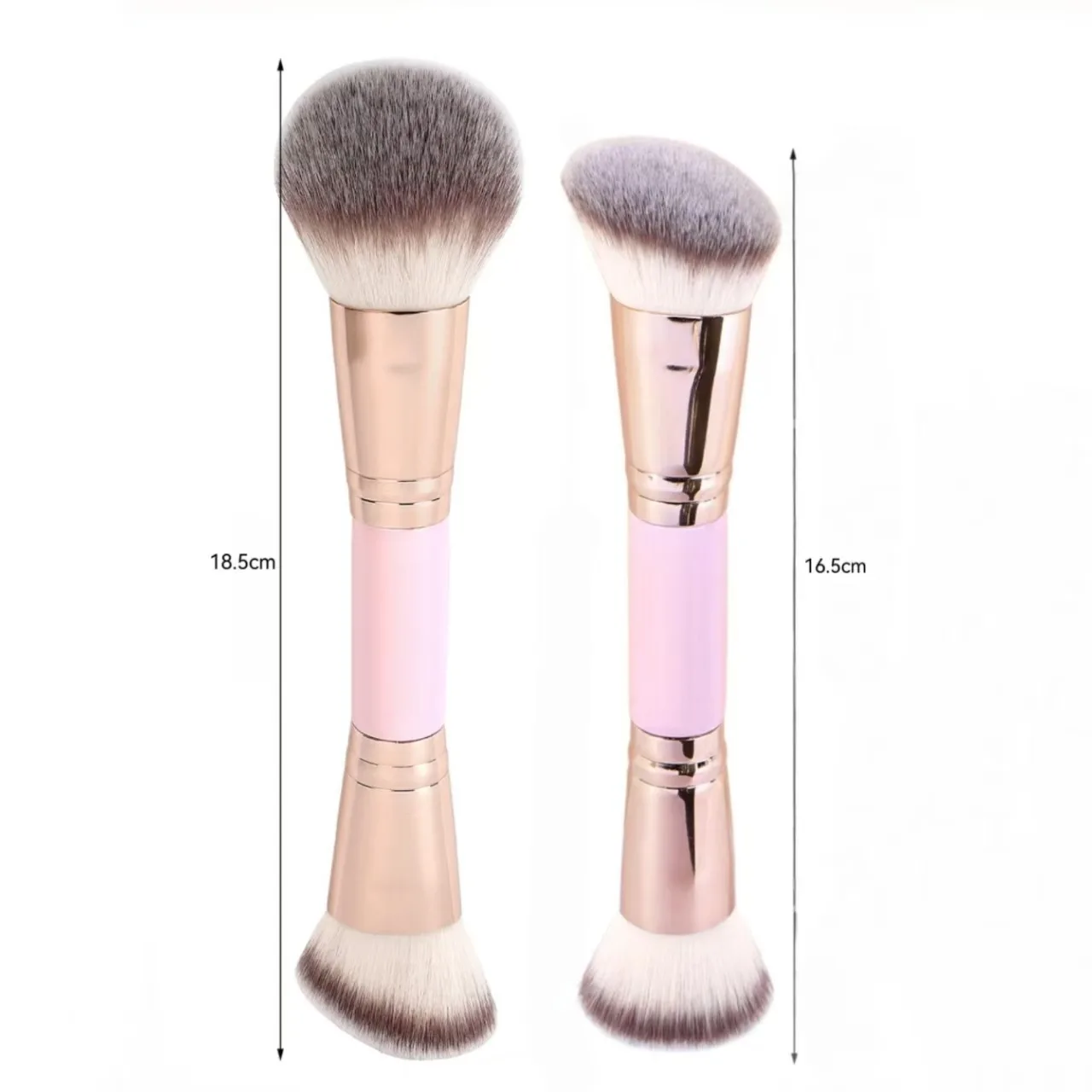 2pcs Basic Makeup Brushes Set Dual-ended Foundations Contour Buffing Blending Powder Blush Details  for Beginner Travel