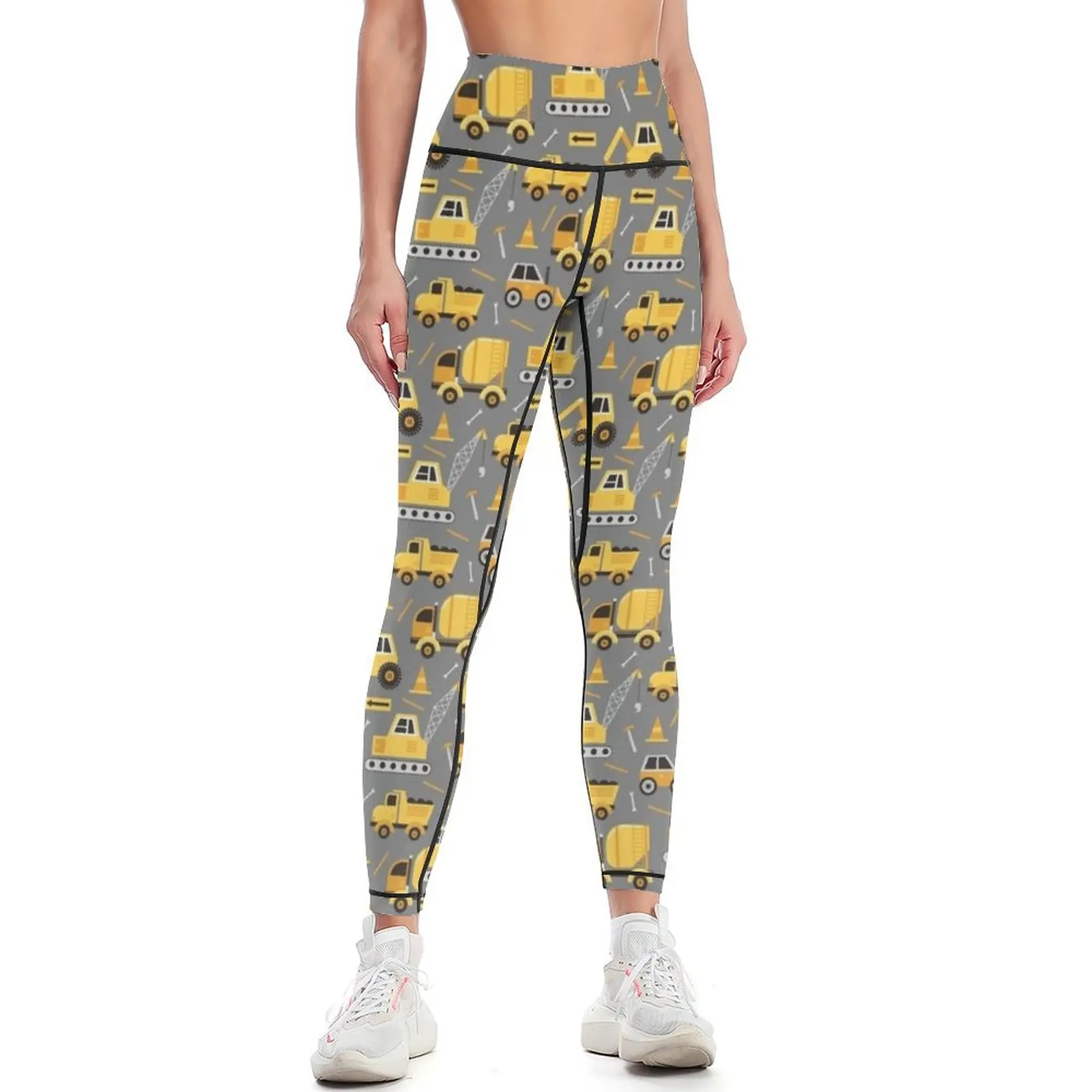 

Construction Trucks on Gray Leggings sports for sport pants sportswear for gym Fitness clothing Womens Leggings