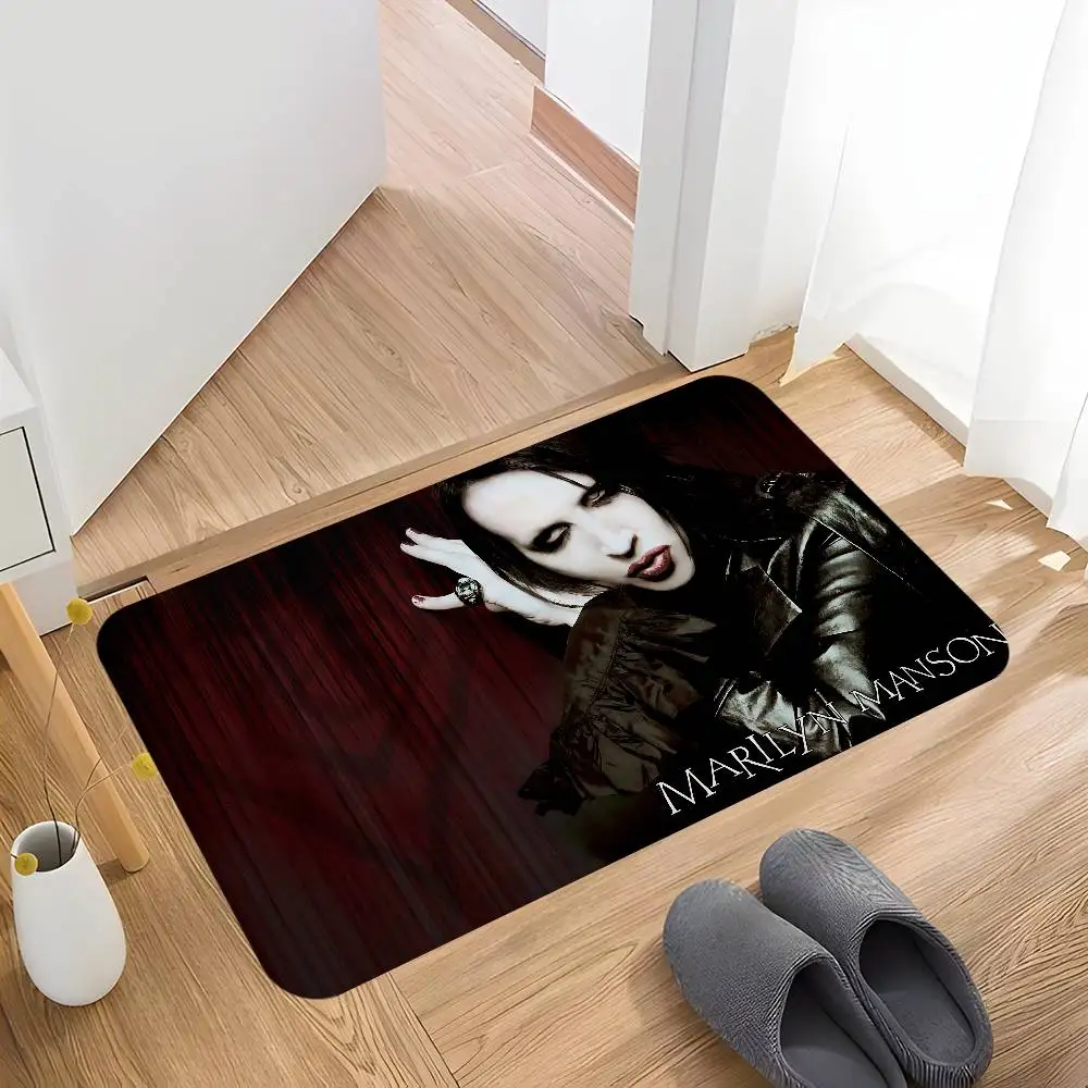 Marilyn Manson Industrial Rock Band Hallway Carpet Washable Non-Slip Living Room Sofa Chairs Area Mat Kitchen Doormat Area Rug
